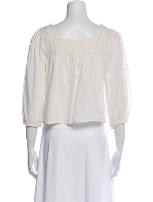 The Great Square Neckline Three-Quarter Sleeve Crop Top