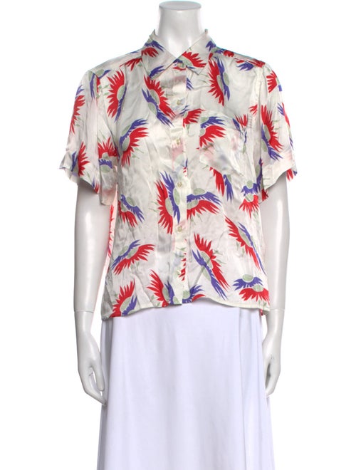 The Great Printed Short Sleeve Button-Up Top