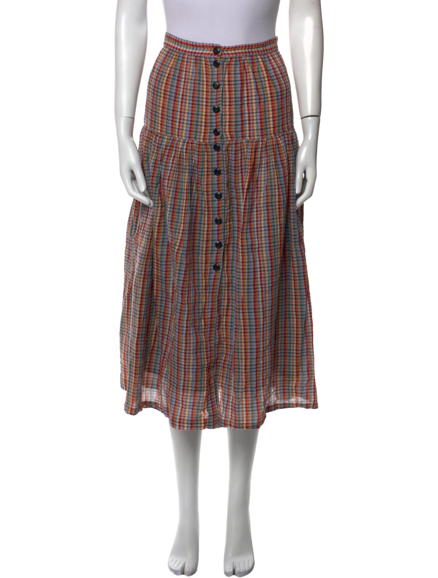 The Great Plaid Print Midi Length Skirt