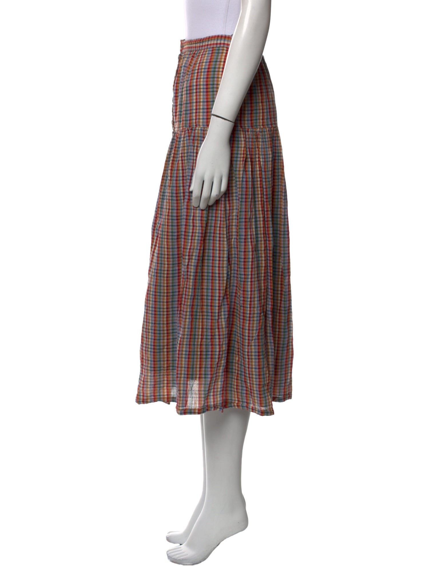 The Great Plaid Print Midi Length Skirt