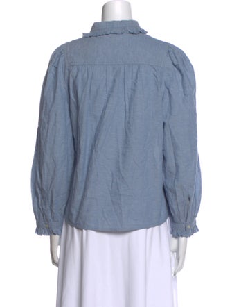 The Great Mock Neck Long Sleeve Button-Up Top