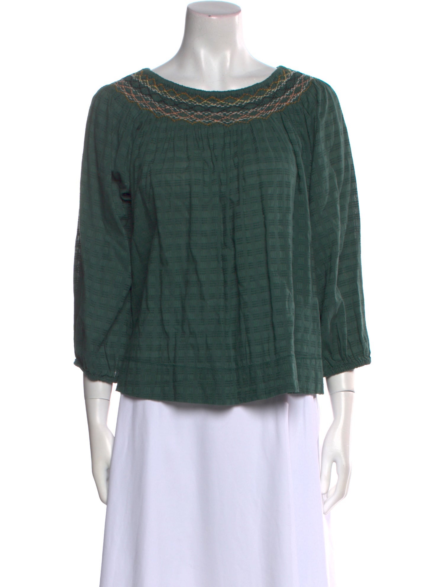 The Great Bateau Neckline Three-Quarter Sleeve Blouse