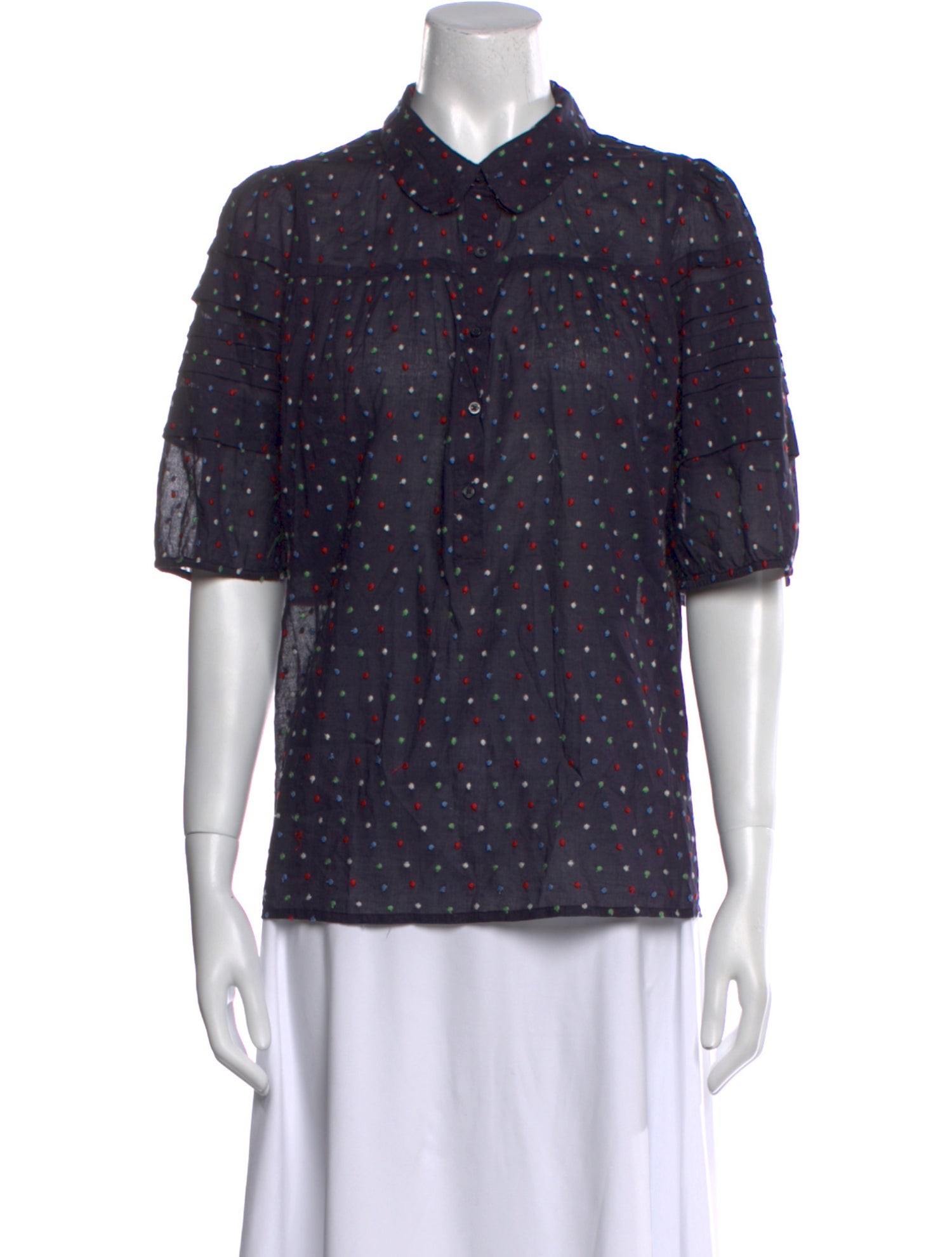 The Great Printed Short Sleeve Button-Up Top