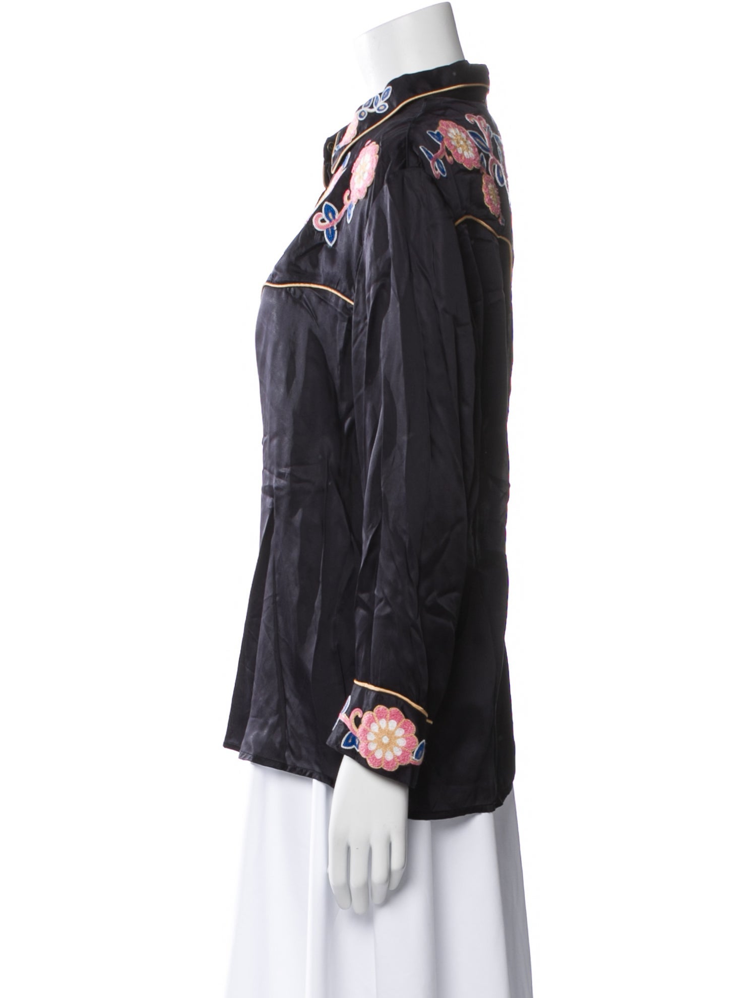 The Great Printed Long Sleeve Button-Up Top