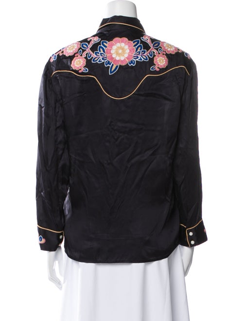 The Great Printed Long Sleeve Button-Up Top