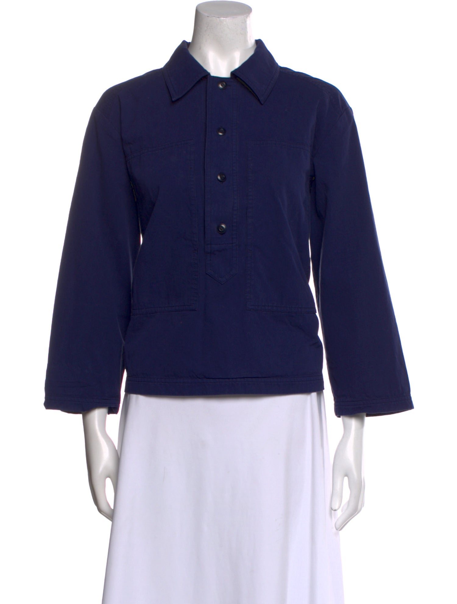 The Great Three-Quarter Sleeve Button-Up Top