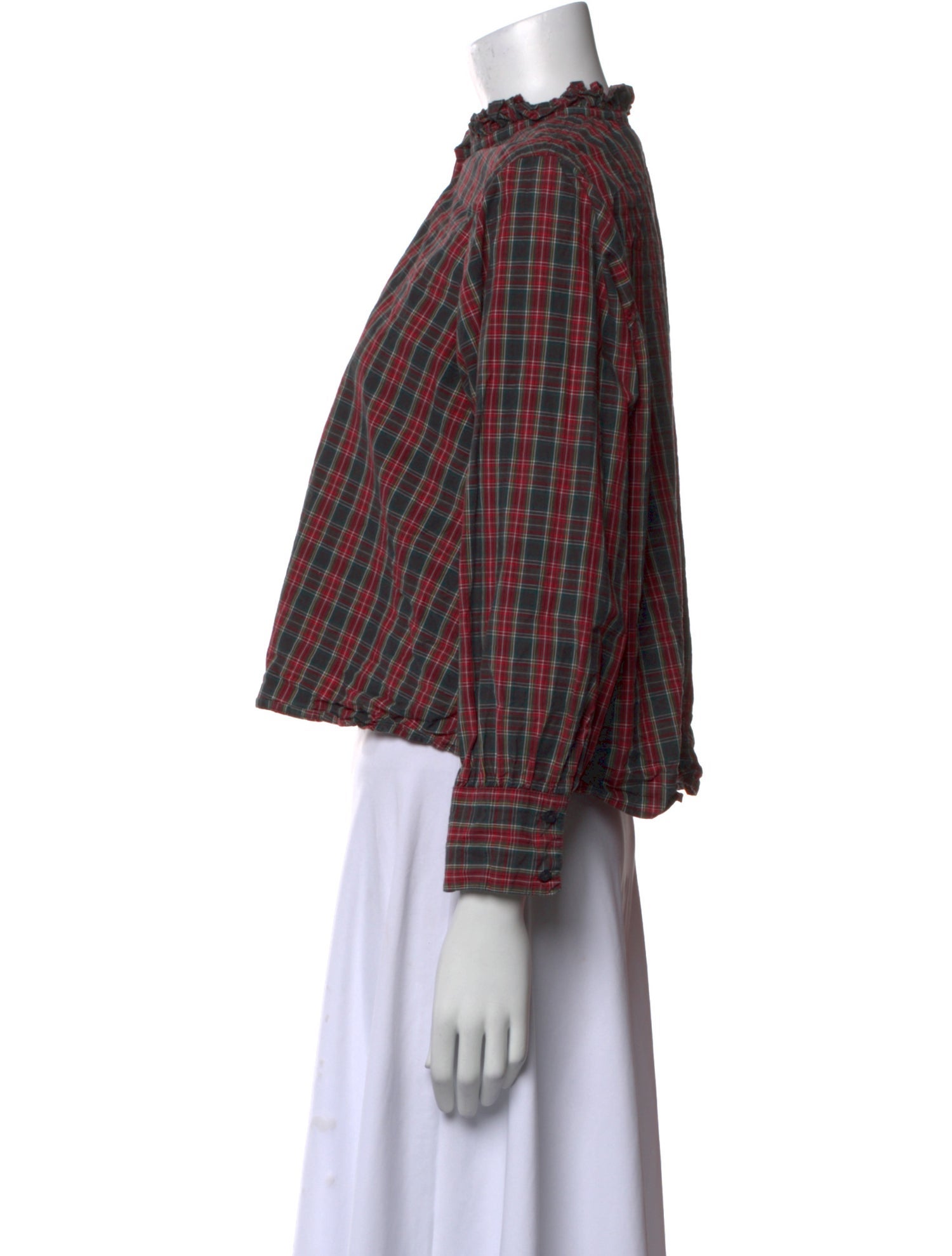 The Great Plaid Print Mock Neck Crop Top