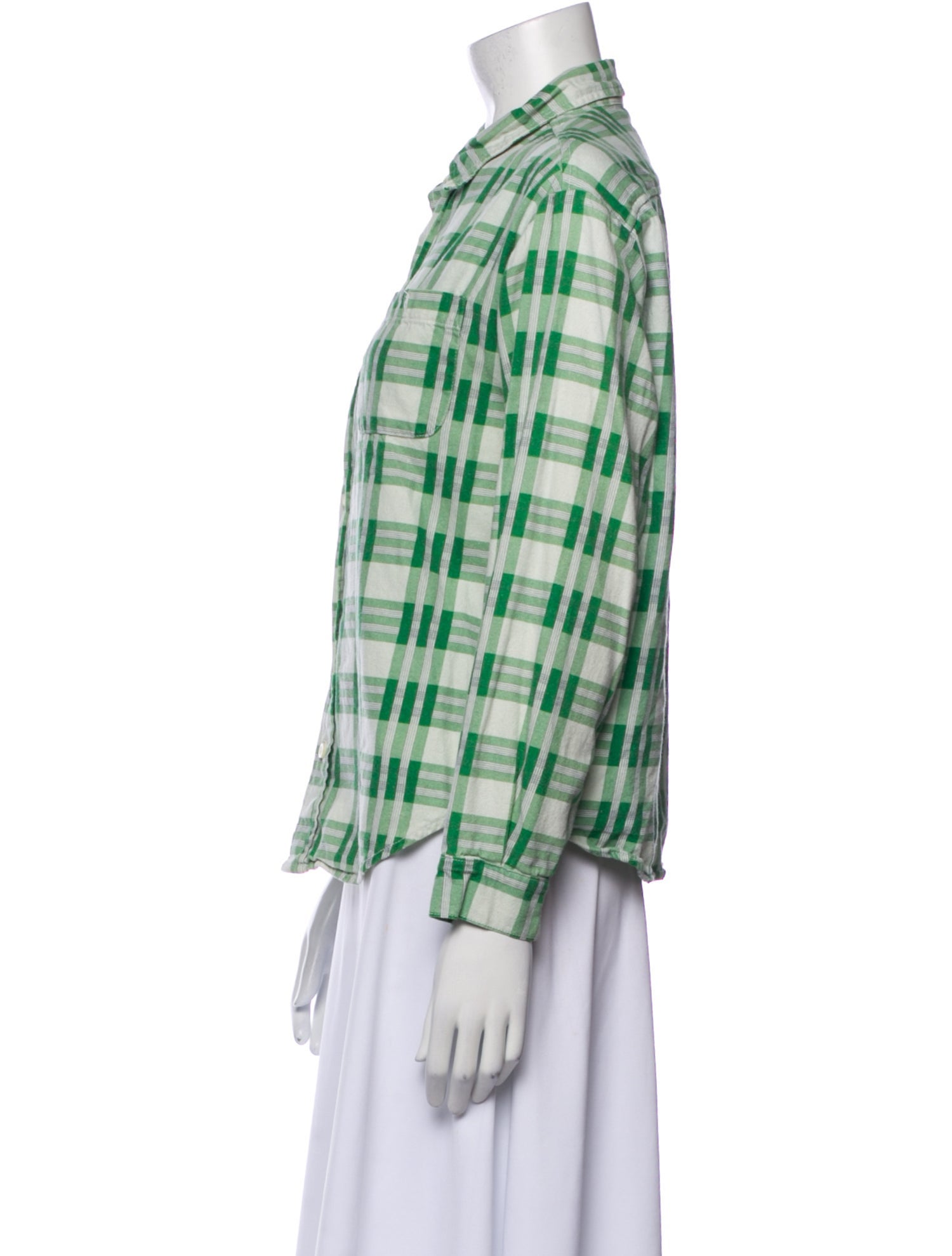 The Great Plaid Print Three-Quarter Sleeve Button-Up Top