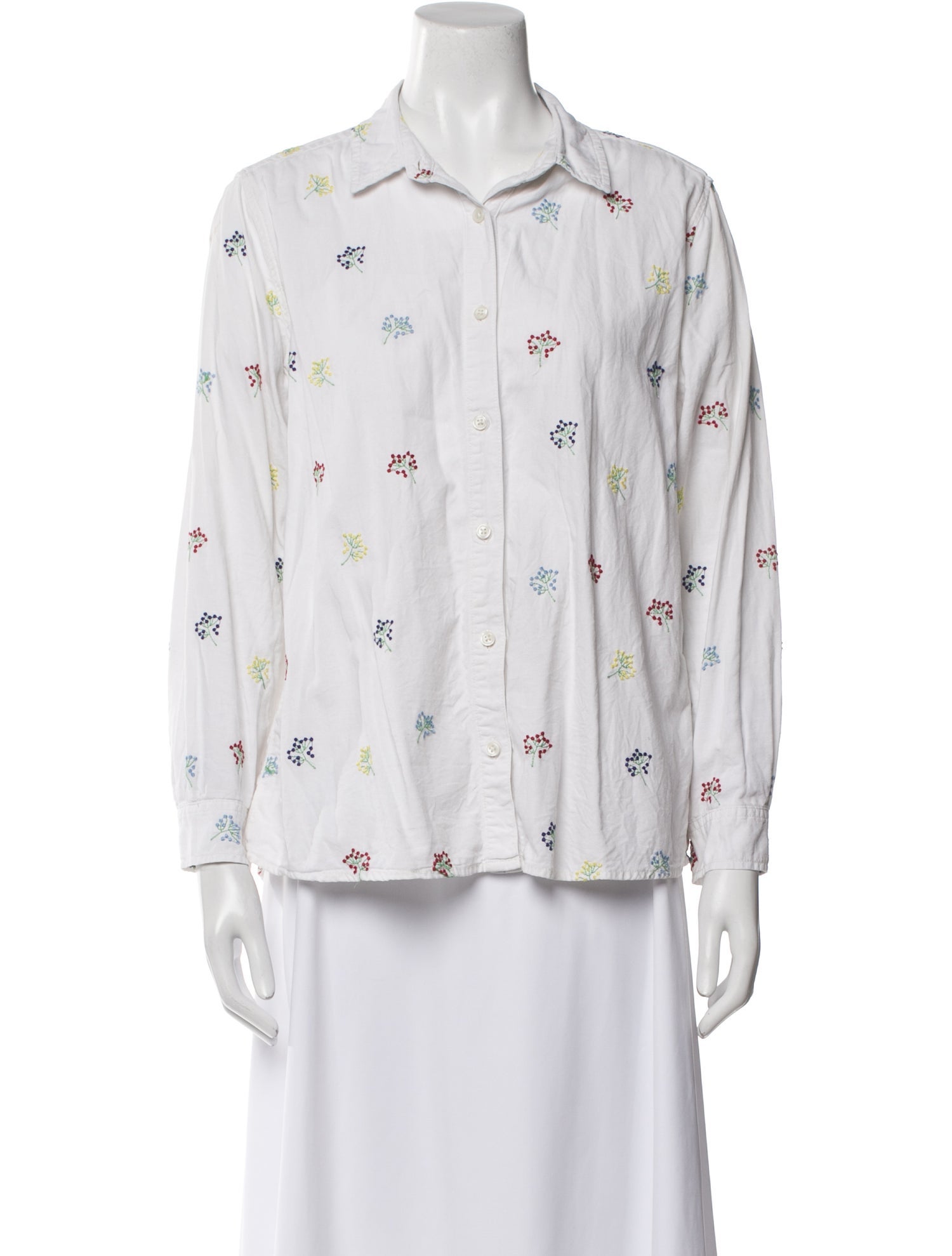 The Great Printed Long Sleeve Button-Up Top
