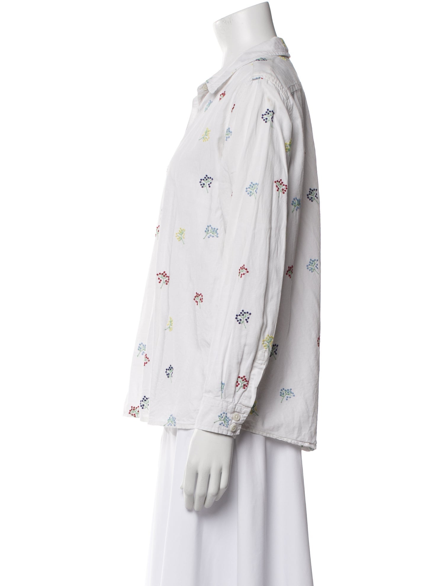 The Great Printed Long Sleeve Button-Up Top