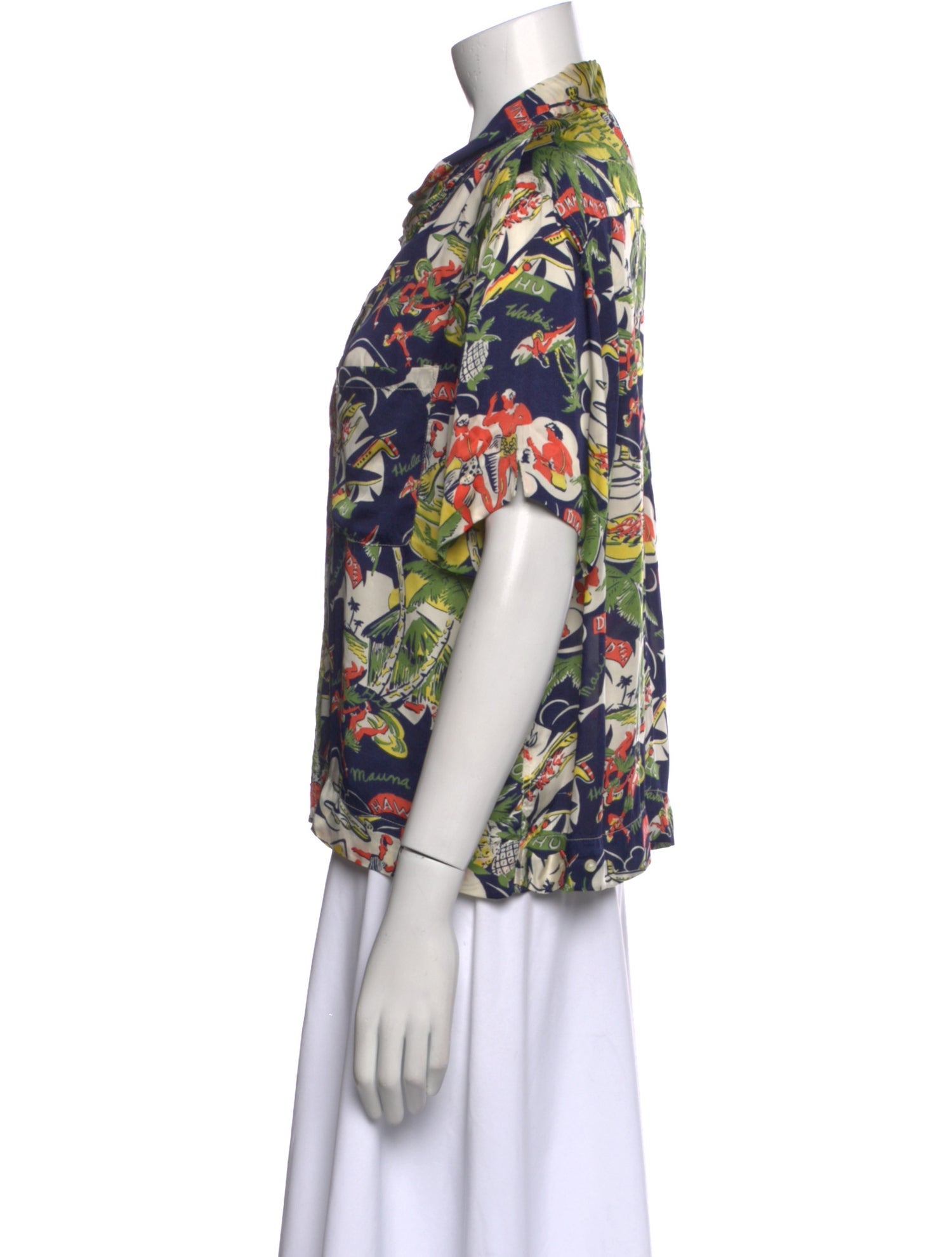 The Great Floral Print Short Sleeve Button-Up Top