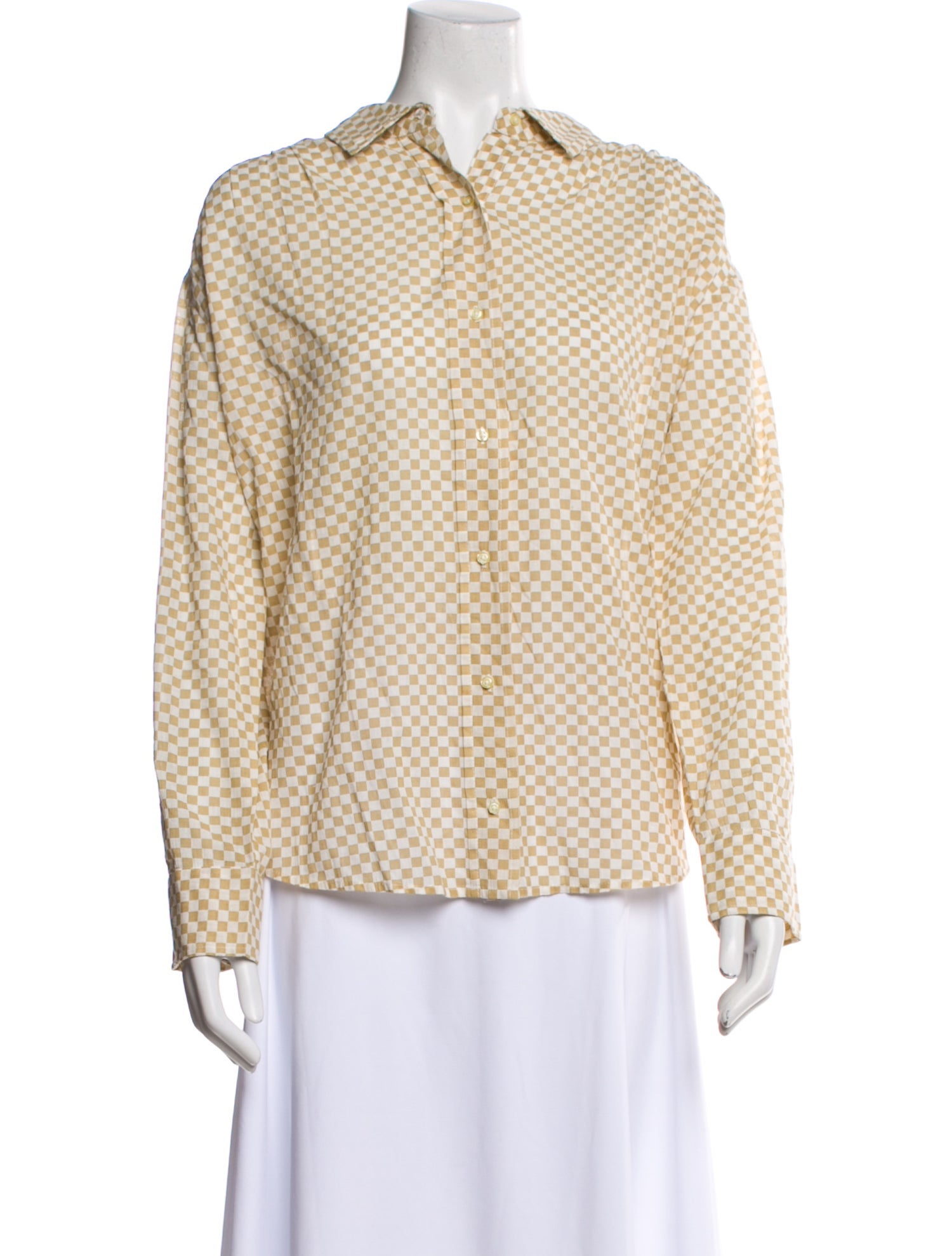 The Great Printed Long Sleeve Button-Up Top