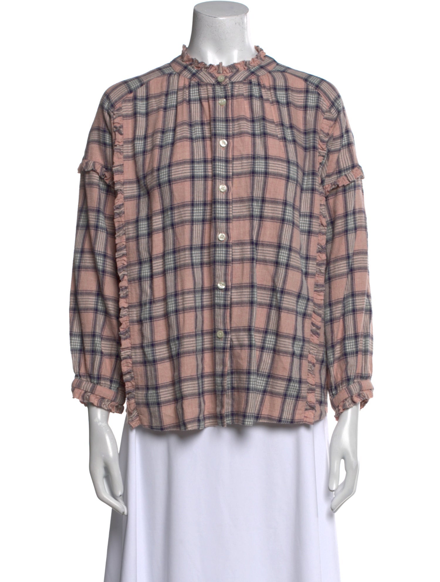 The Great Plaid Print Mock Neck Blouse