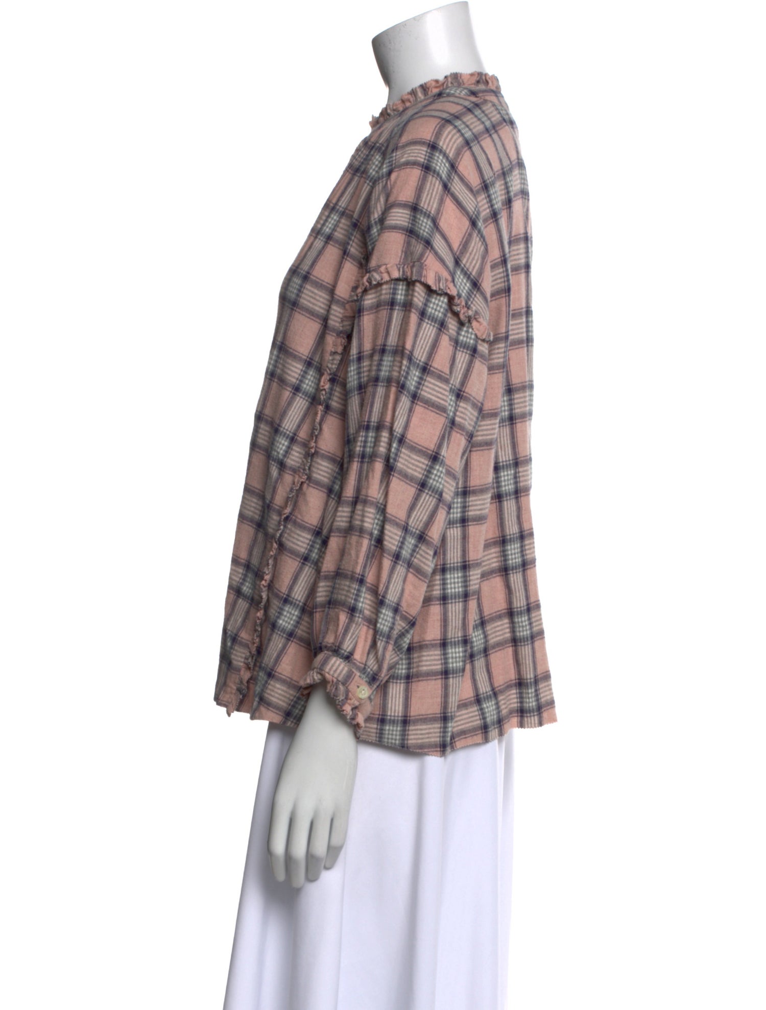 The Great Plaid Print Mock Neck Blouse