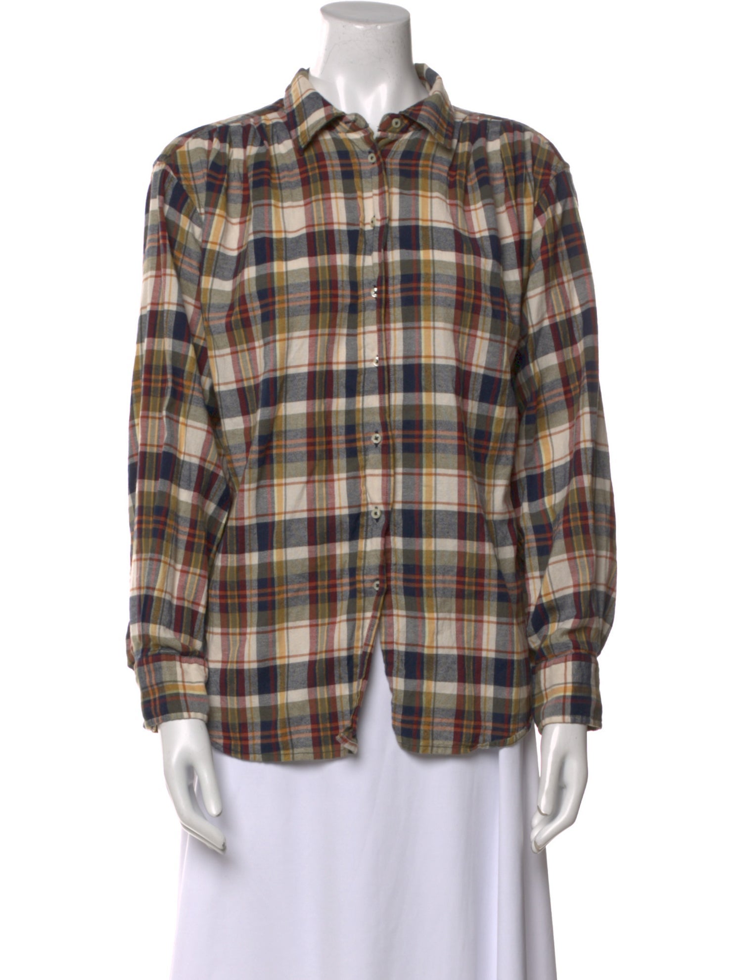 The Great Plaid Print Long Sleeve Button-Up Top