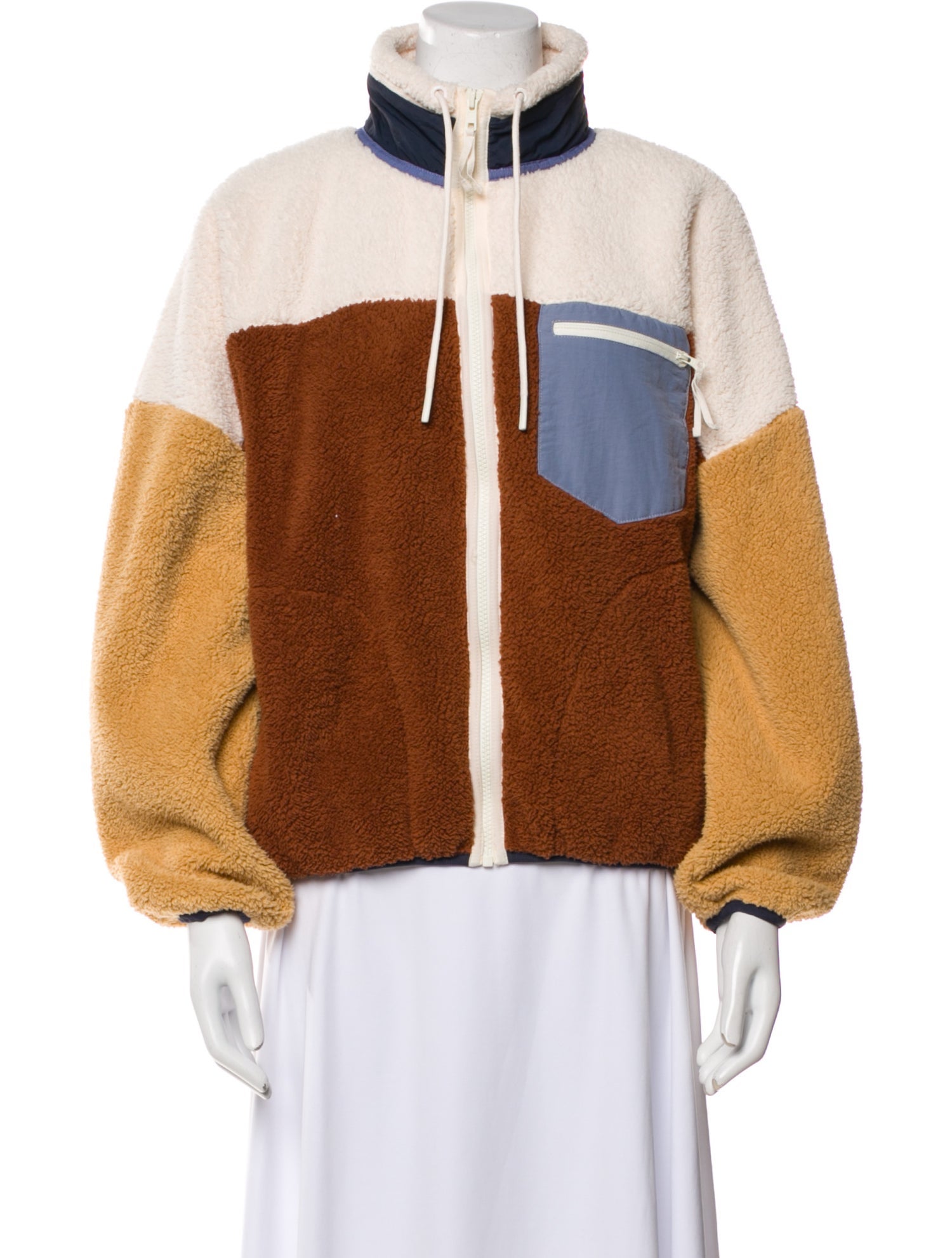 The Great Colorblock Pattern Faux Fur Jacket