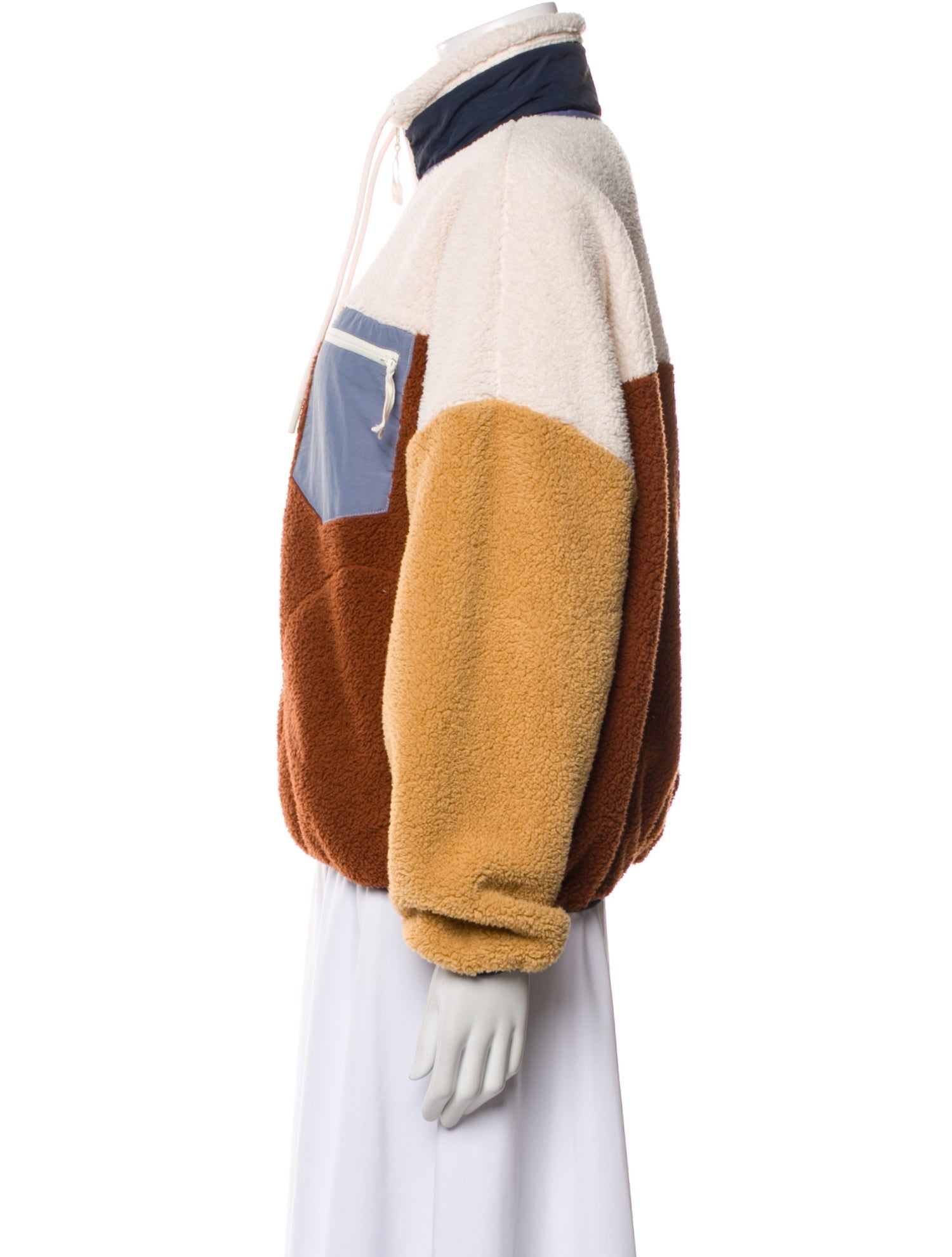 The Great Colorblock Pattern Faux Fur Jacket