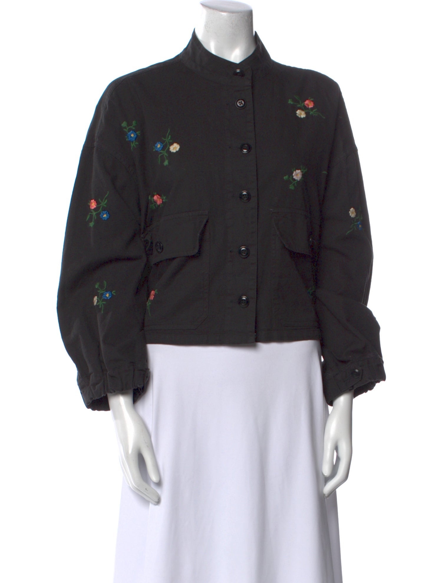 The Great Printed Three-Quarter Sleeve Button-Up Top