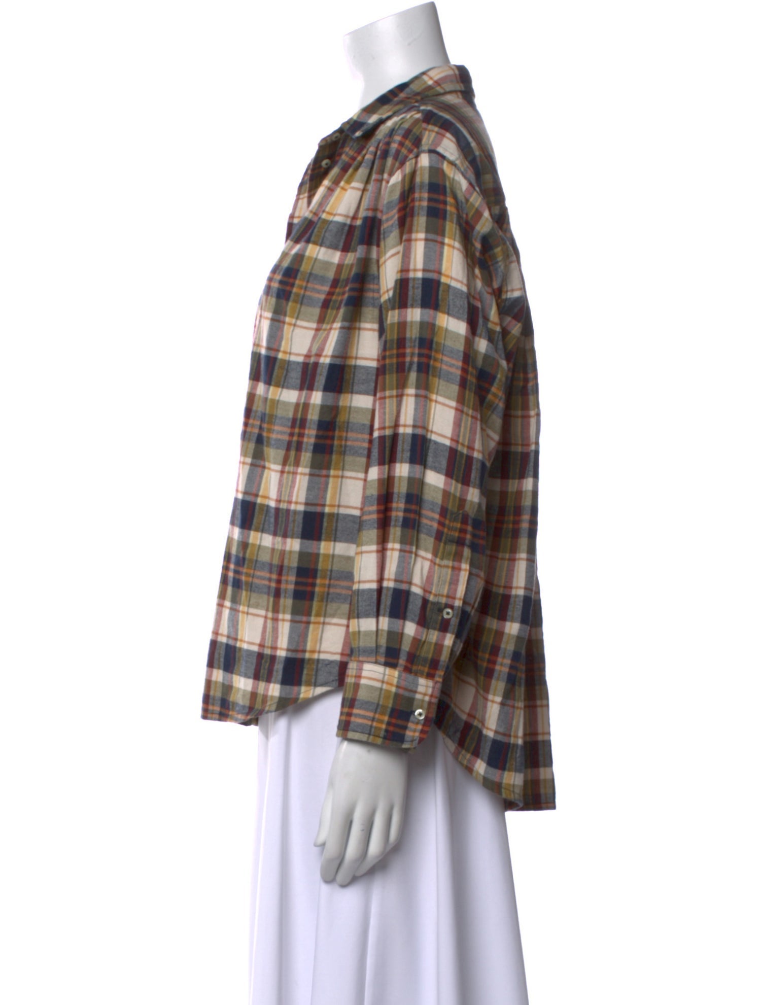 The Great Plaid Print Long Sleeve Button-Up Top