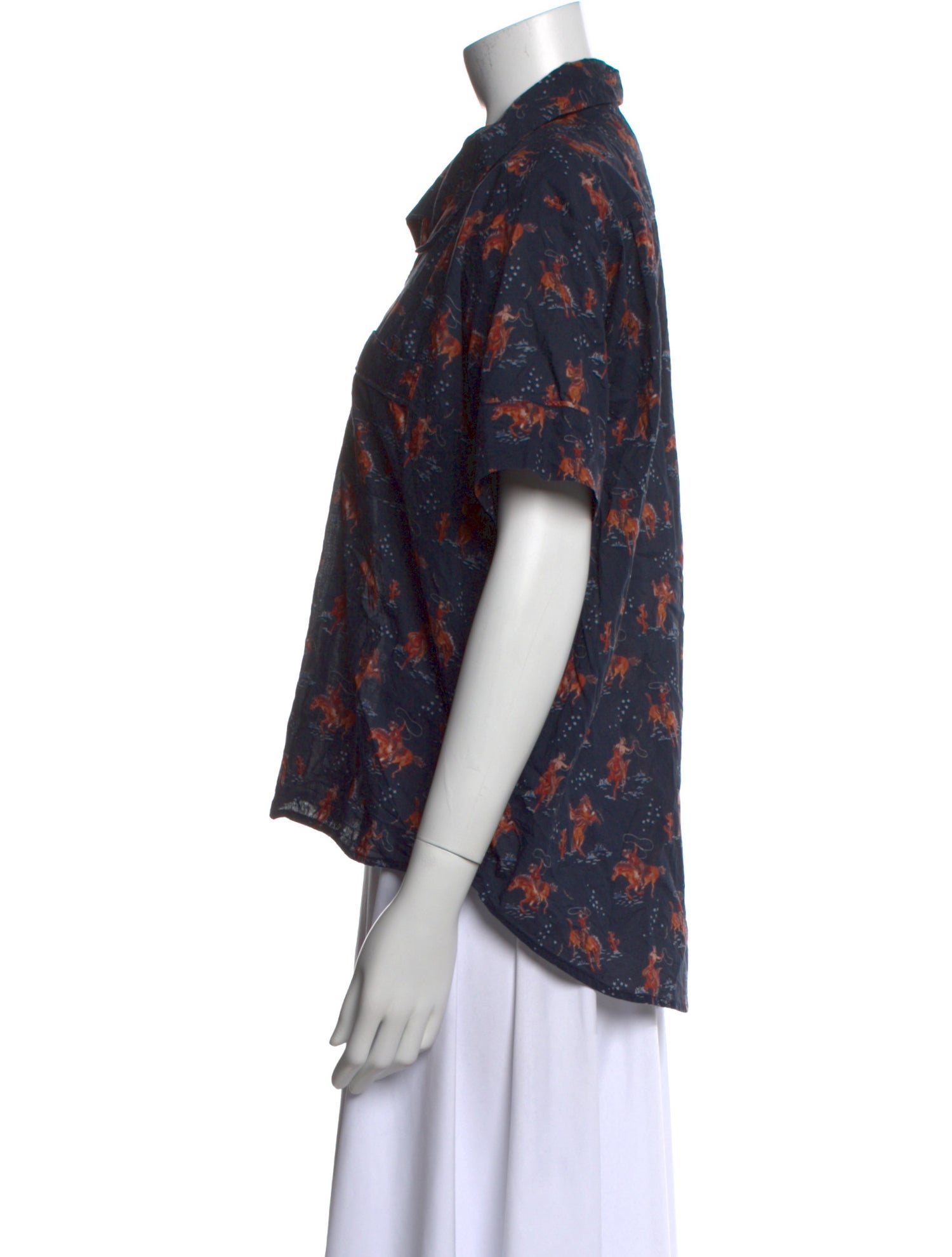 The Great Floral Print Short Sleeve Button-Up Top