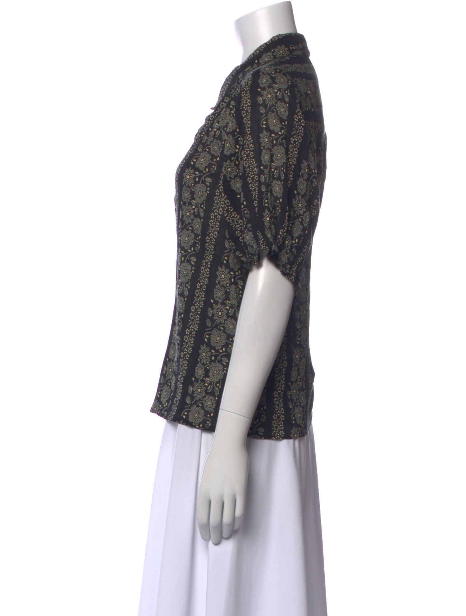 The Great Floral Print Short Sleeve Button-Up Top