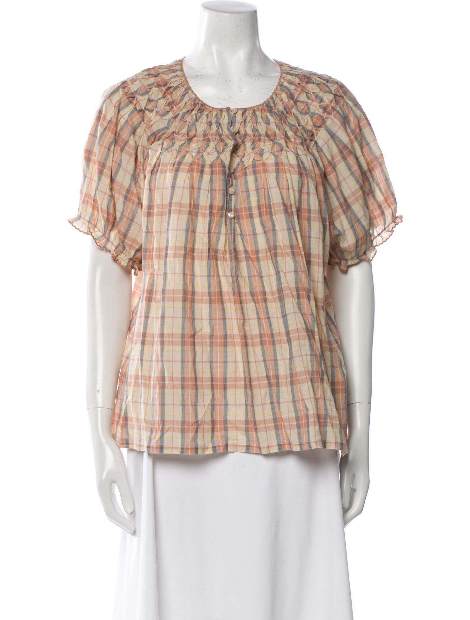 The Great Plaid Print Scoop Neck T-Shirt