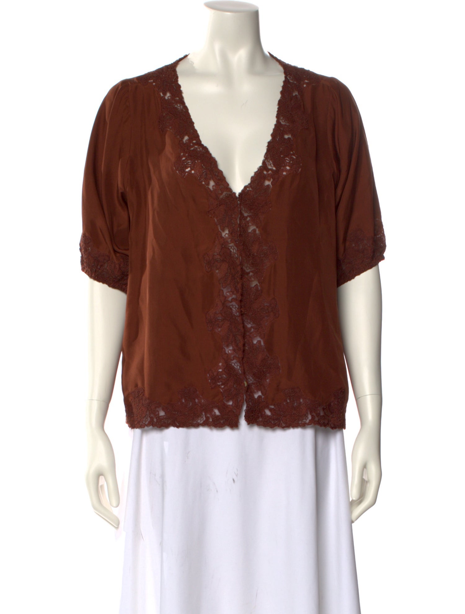 The Great Silk V-Neck Blouse w/ Tags