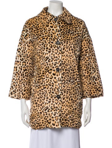 Pre-owned The Great Animal Print Faux Fur Coat W/ Tags In Neutral