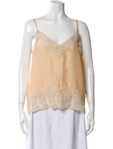 Pre-owned The Great Silk Lace Pattern Top In Neutral