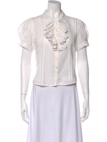 Pre-owned The Great Short Sleeve Blouse In White