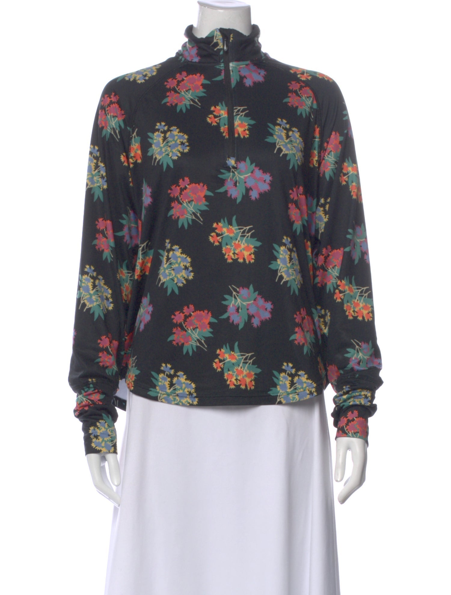 The Great Floral Print Mock Neck Top