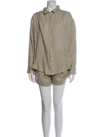 Pre-owned The Great Plaid Print Short Set In Purple