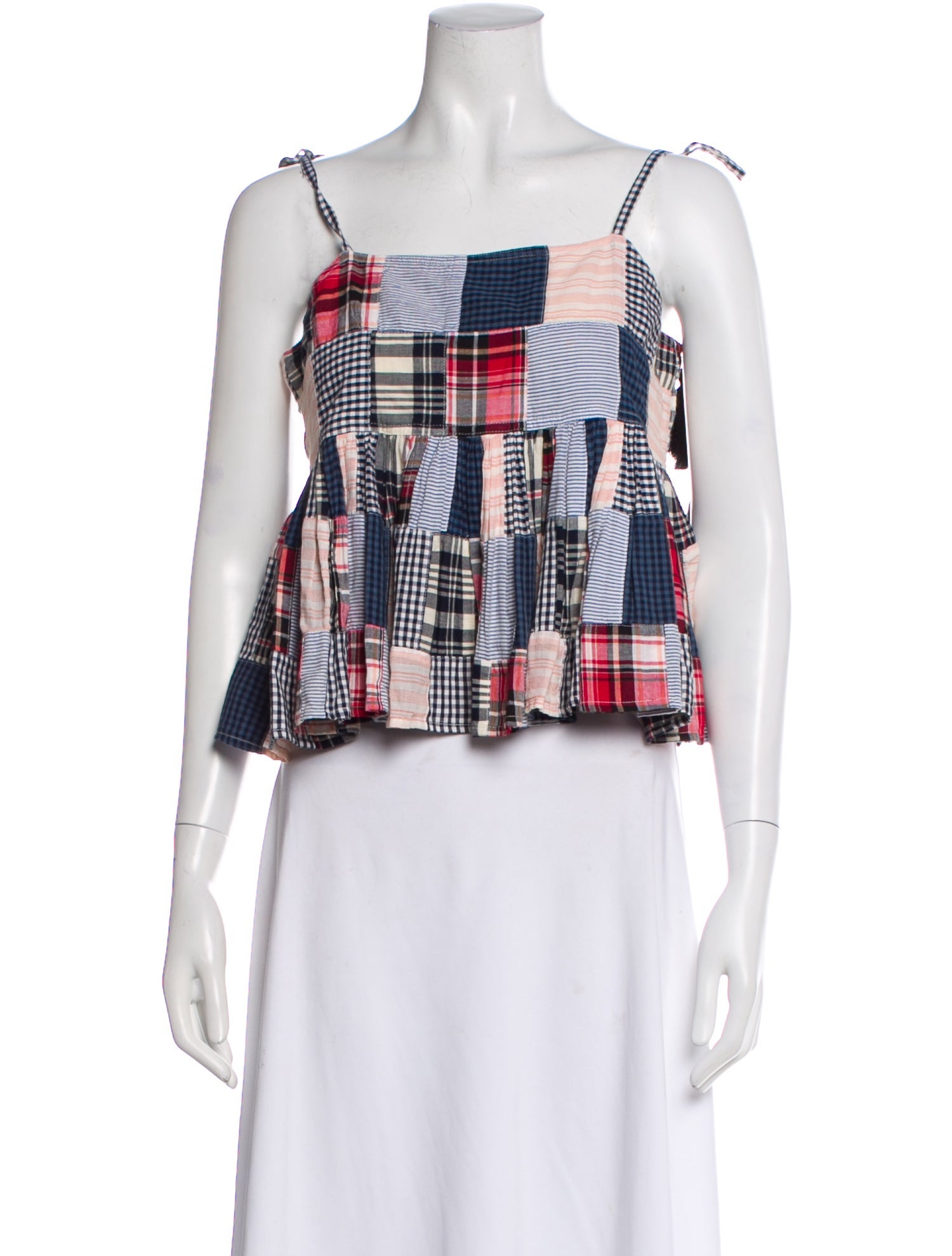 The Great Plaid Print Square Neckline Crop Top