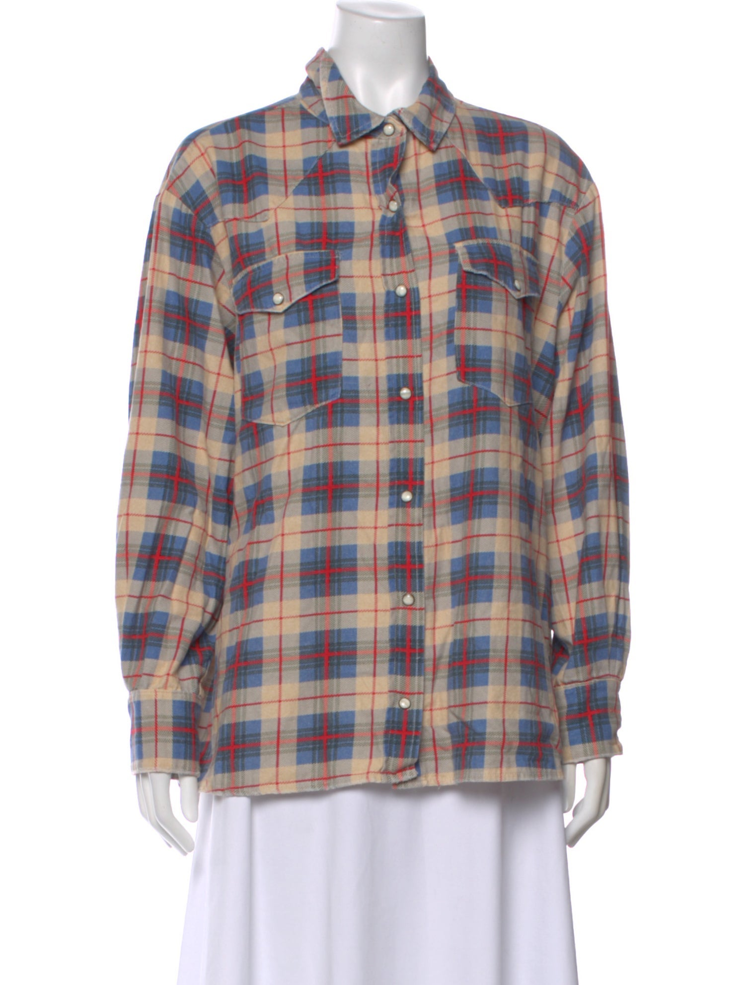 The Great Plaid Print Long Sleeve Button-Up Top