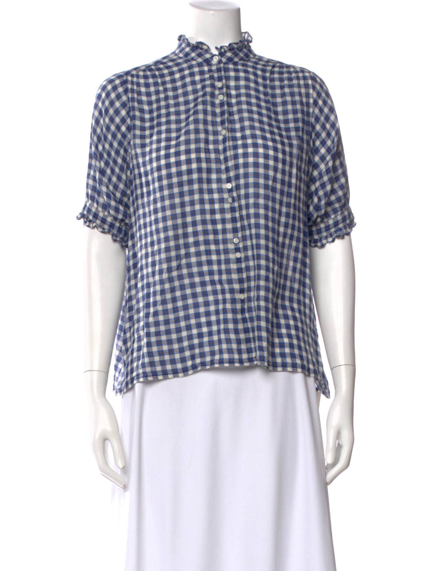 The Great Plaid Print Short Sleeve Blouse