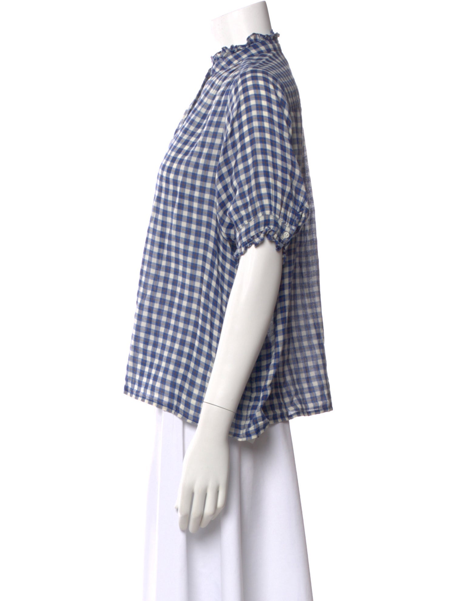 The Great Plaid Print Short Sleeve Blouse