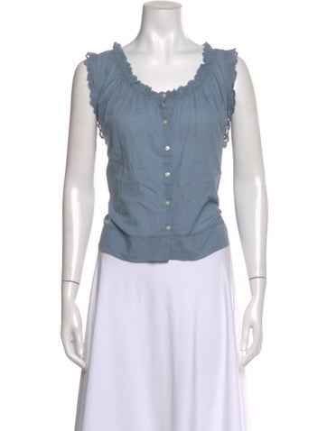 Pre-owned The Great Scoop Neck Sleeveless Blouse In Blue