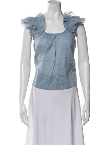 Pre-owned The Great Scoop Neck Sleeveless Blouse In Blue