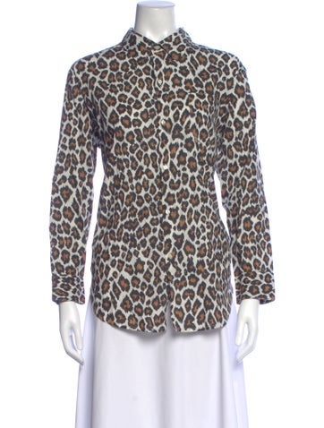 Pre-owned The Great Animal Print Long Sleeve Button-up Top In Yellow