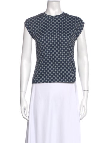 Pre-owned The Great Patterned Crew Neck Top In Blue