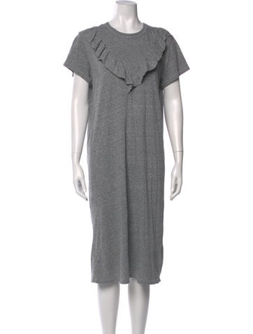 Pre-owned The Great Crew Neck Midi Length Dress In Gray