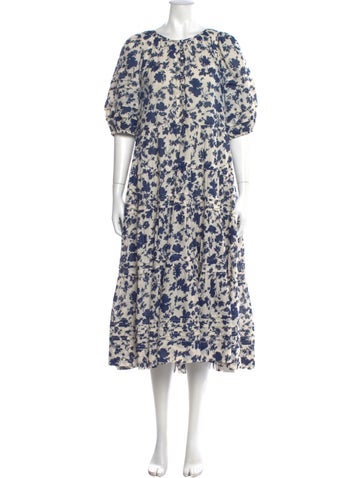 Pre-owned The Great Floral Print Midi Length Dress In Neutral