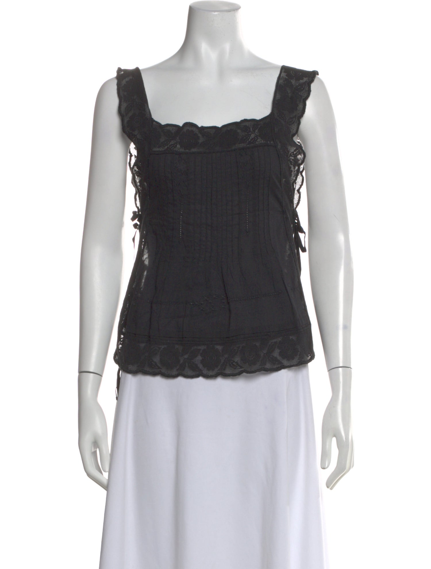 The Great Lace Pattern Square Neckline Blouse