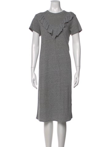 Pre-owned The Great Crew Neck Midi Length Dress In Gray