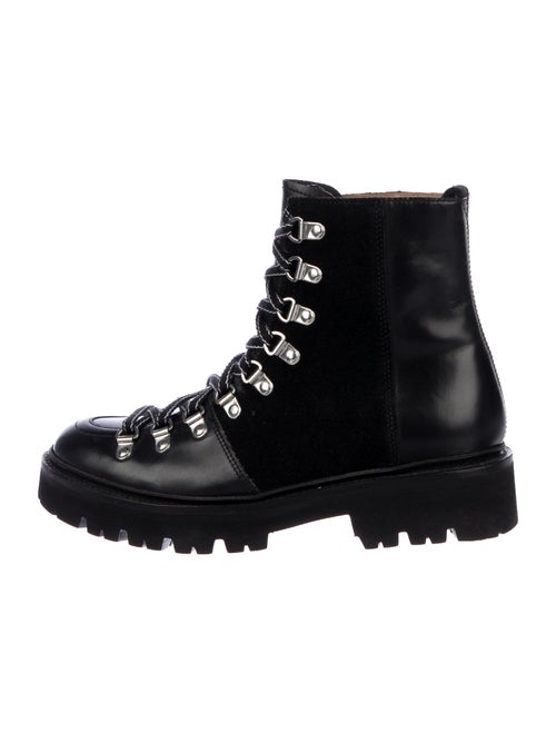 Grenson Leather Combat Boots Black