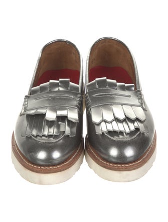 Grenson Leather Fringe Trim Accent Loafers