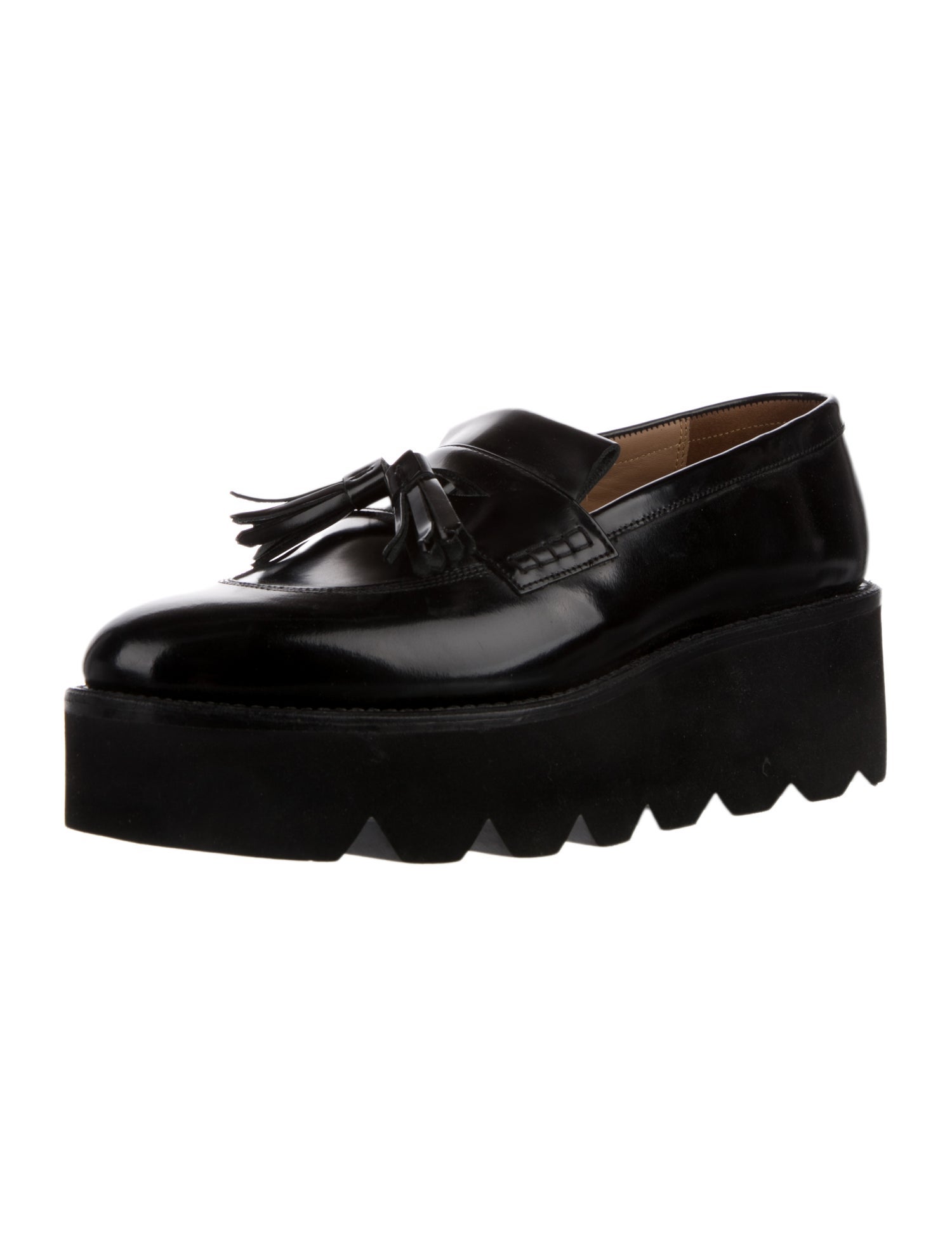Grenson Patent Leather Tassel Accents Loafers