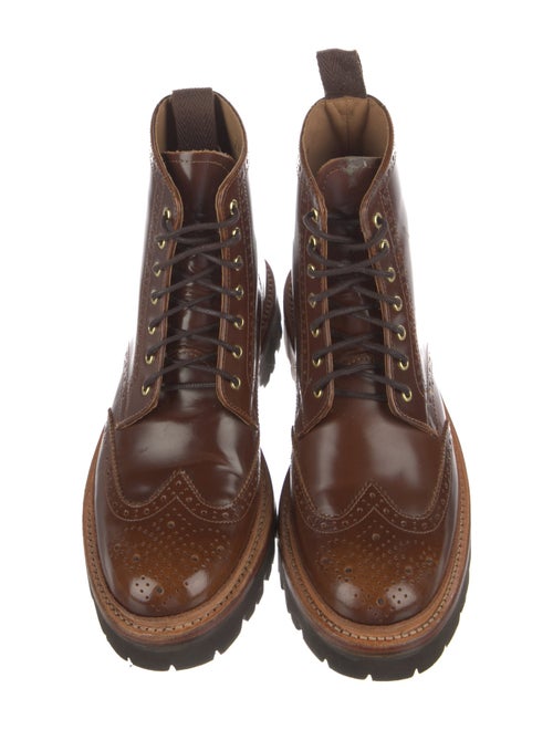 Grenson Leather Lasercut Accents Combat Boots