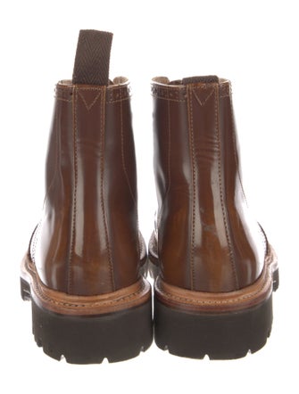 Grenson Leather Lasercut Accents Combat Boots