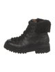 Grenson Leather Fur Trim Combat Boots